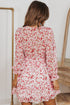 Lantern Sleeve Deep V Neck Knotted Tiered Mini Dress
